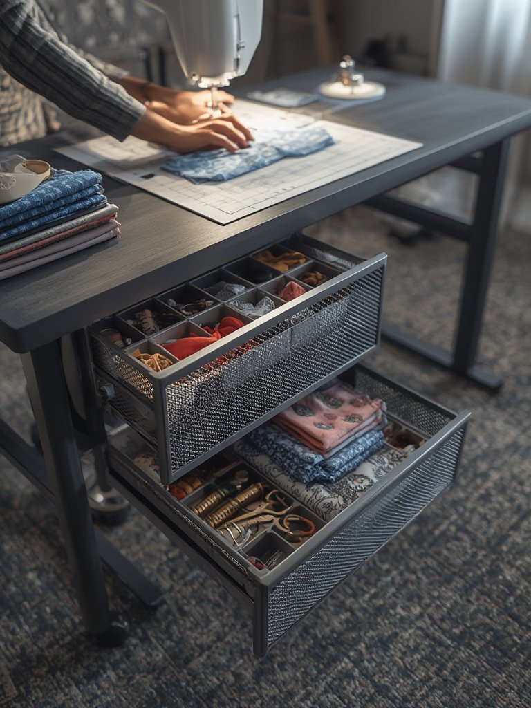 sewing table in action