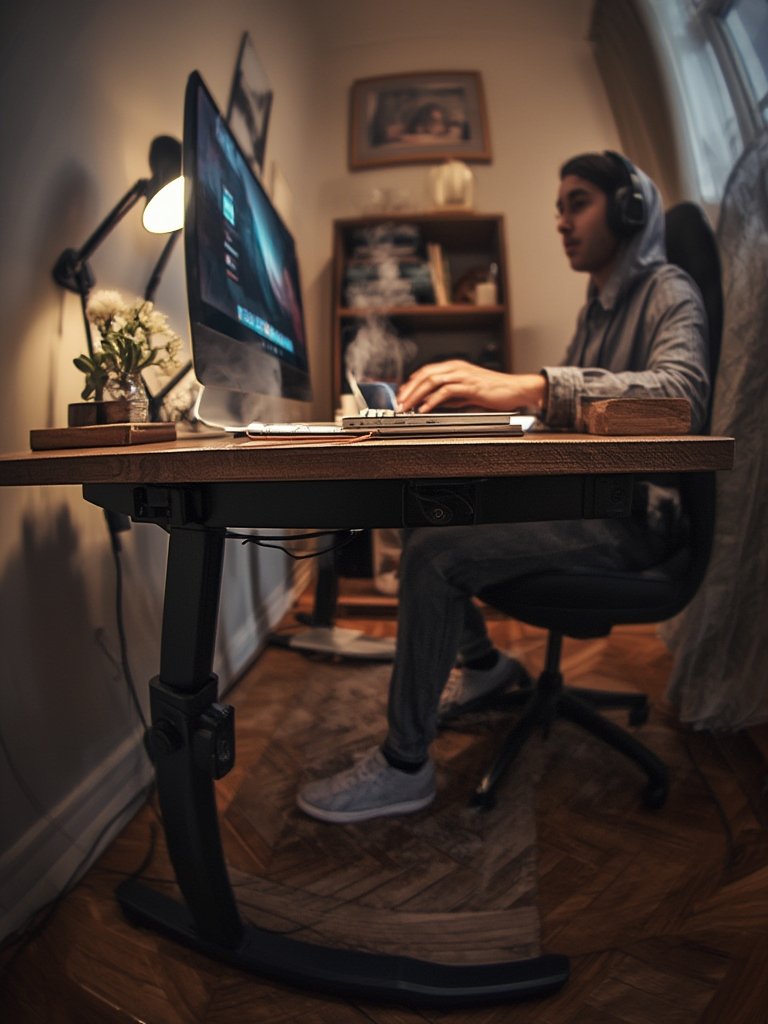 computer desk in action