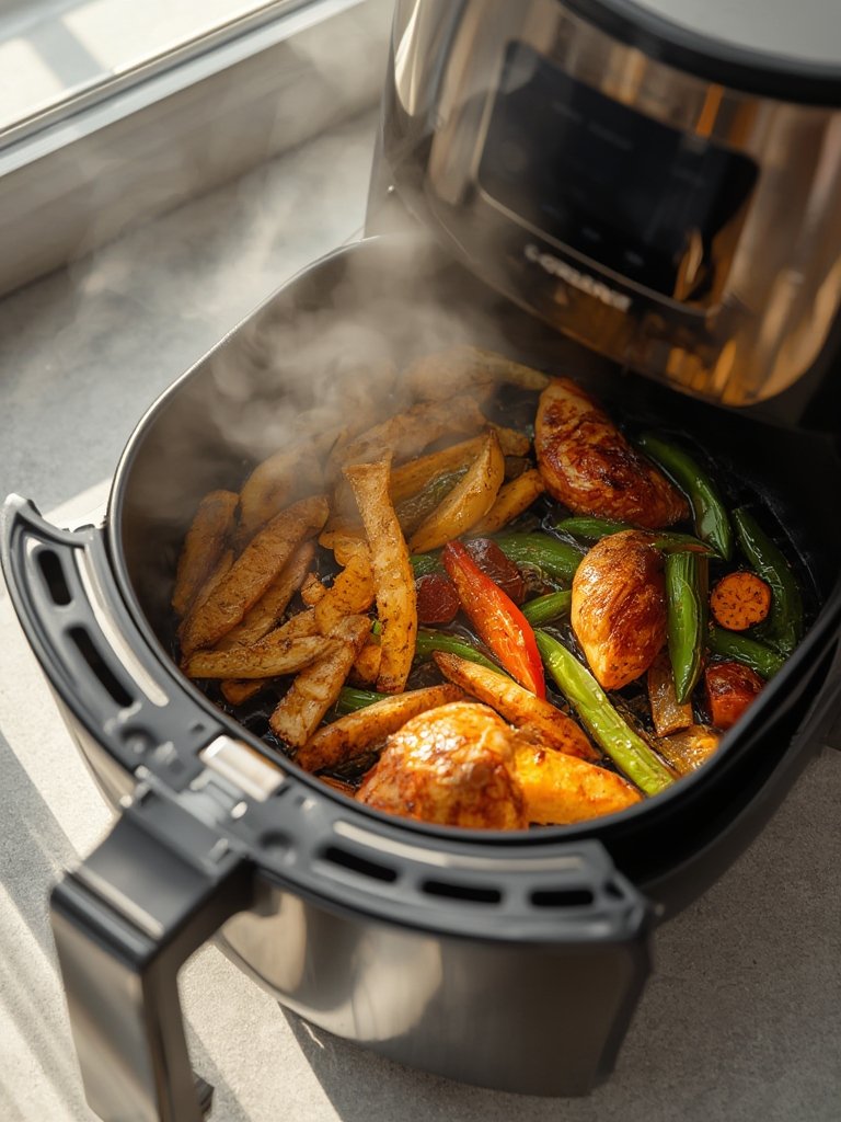 air fryer in action
