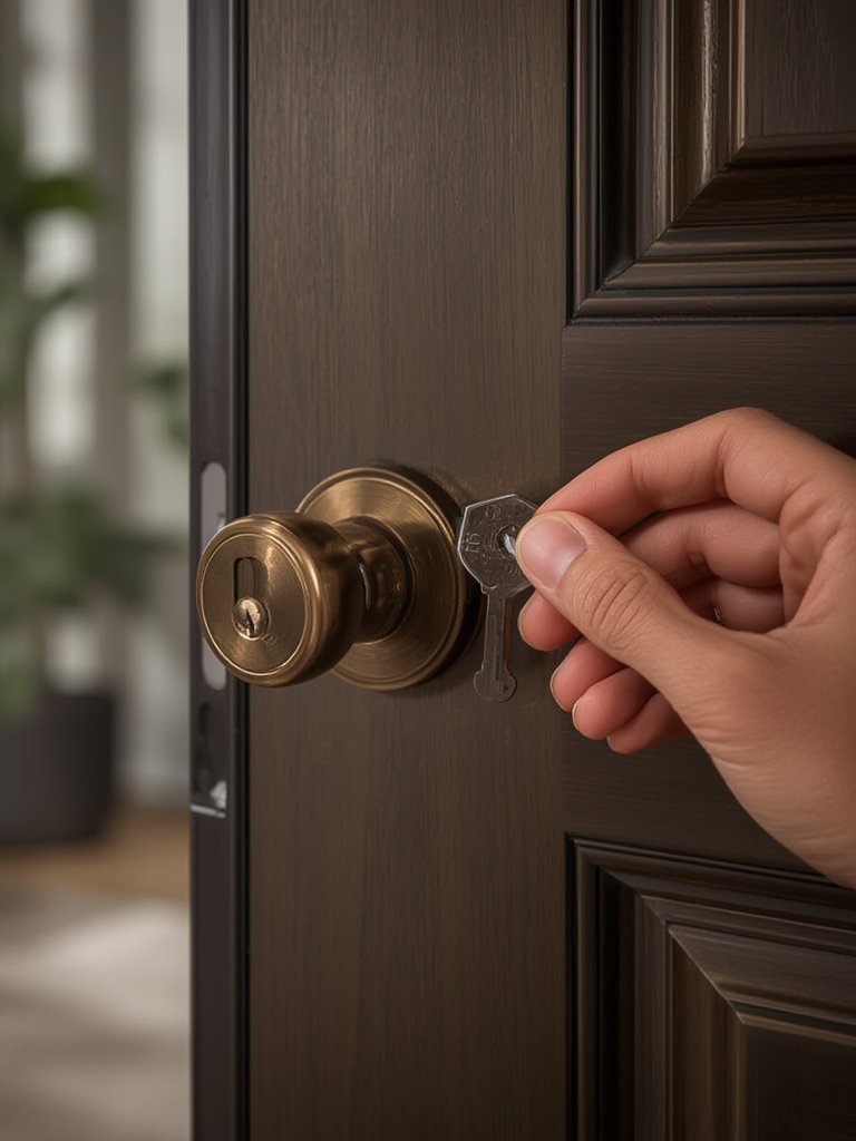 deadbolt lock in action